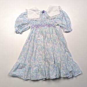 Vintage Princess Anne Dress Girls Size 6 Floral Spring Smocked